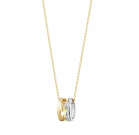 FUSION Yellow Gold, White Gold and Pavé Open Pendant
