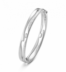 FUSION OPEN BANGLE in White Gold with Pavé Diamonds