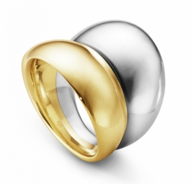 Voluptuous CURVE Ring in Silver and Yellow Gold