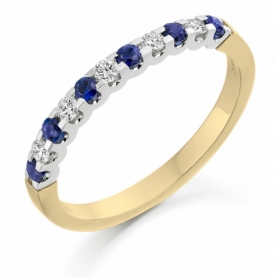 11 Stone Sapphire and Diamond Cog-Set Half Eternity Ring 0.21ct