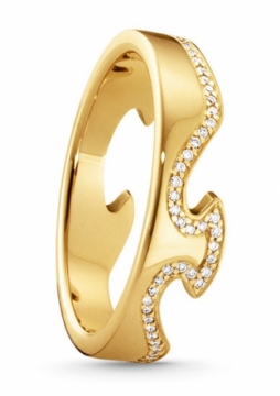 FUSION 18ct Yellow Gold Diamond Border End Ring by Georg Jensen