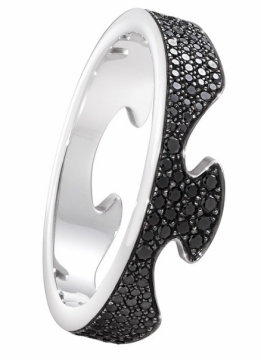 FUSION Black Pavé-Set Diamond End Ring in 18ct White Gold