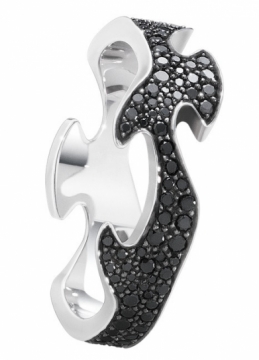 FUSION White Gold and Black Pavé Diamond Centre Ring  in 54