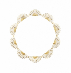 DAISY Half-Daisy Fan Necklace in White Enamel on Gold