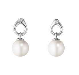 MAGIC Pearl Earrings in 18ct white gold with White Freshwater Cultured Pearls and Diamonds
