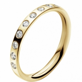MAGIC Yellow Gold Inner Ring with scattered diamonds