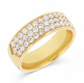 Three Row Pave Ring in 18ct Yellow Gold with 0.98cts Diamonds