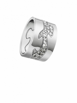 FUSION 3-Part White Gold Ring with Pavé Diamond Centre - 0