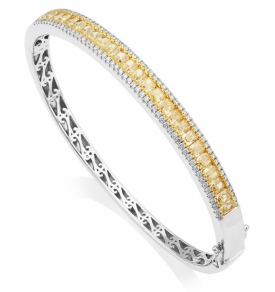 Sunshine Yellow Diamond and Diamond hinged Bangle with Diamonds