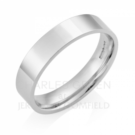 Medium Flat Court 5mm Platinum Wedding Ring