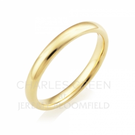 Medium Court 2.5mm 18ct Yellow Gold Wedding Ring handmade