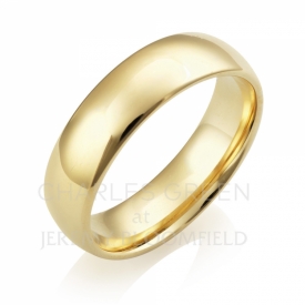 Medium Court 6mm 18ct Yellow Gold Wedding Ring handmade