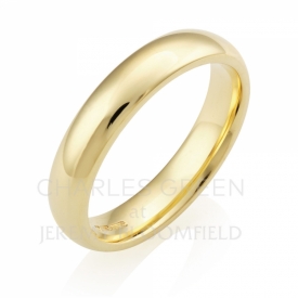 Medium Court 4mm Gents 18ct Yellow Gold Wedding Ring