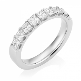 Platinum Asscher Cut Diamond Half-Eternity Ring 1.08ct