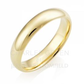 Medium Court 5mm 18ct Yellow Gold Wedding Ring handmade