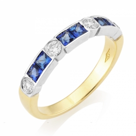 Art Deco Style Sapphire 0.67ct and GVS Diamond Ring