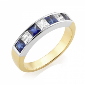 Diamond and Sapphire Channel Set 7 stone Eternity Ring