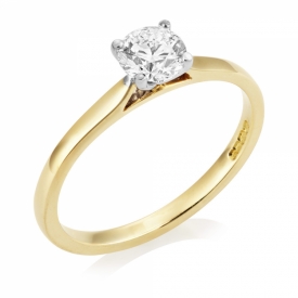 Classic Set Round Brilliant Solitaire Ring 0.50ct F SI1 GIA