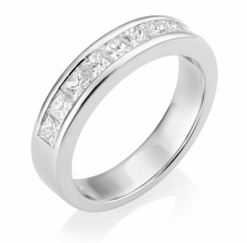 Princess Cut Diamond Half Eternity Channel Set Ring in Platinum with 1ct