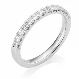Platinum Asscher Cut Diamond Half-Eternity Ring 0.78ct