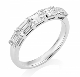 Horizontal Emerald Cut Diamond 5-stone Ring in Platinum
