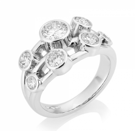 Platinum G VS Round Brilliant Diamond Bubble Ring 1.50ct