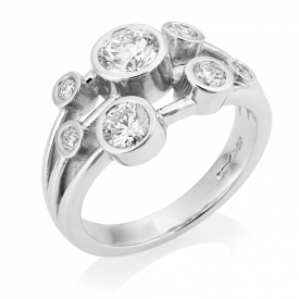 Platinum G VS Round Brilliant Diamond Bubble Ring 1ct