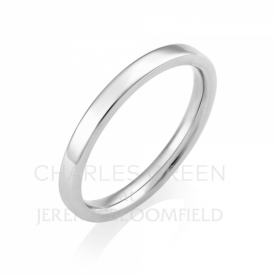 Medium Weight Flat Court 2mm Platinum Wedding Ring with Softened Edges