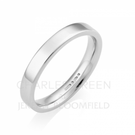 Medium Weight Flat Court 3mm Platinum Wedding Ring with Softened Edges