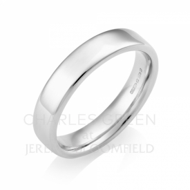 Medium Weight Flat Court 4mm Platinum Wedding Ring with Softened Edges