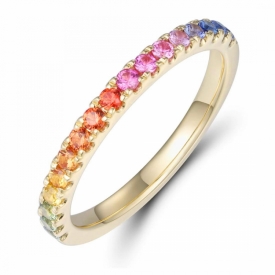 Slender Multi-Coloured Sapphire Half-Eternity Ring