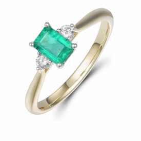 Emerald and Diamond Three-Stone 0.54ct