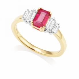 The most amazing Art Deco Style Ruby and Diamond Ring 1.00ct