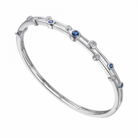 Platinum Sapphire and Diamond Bangle - 0