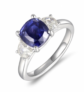 Colour Change Sapphire 3.52ct and Diamond Platinum Ring