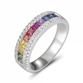 Sapphire Rainbow Half-Eternity Ring 1.04ct