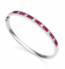 Ruby and Diamond Art Deco Princess Bangle