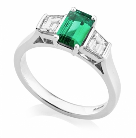 Emerald and Diamond Deco Ring