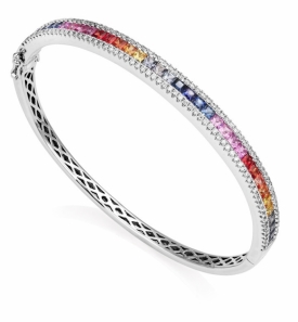 Fancy Sapphire and Diamond Bangle