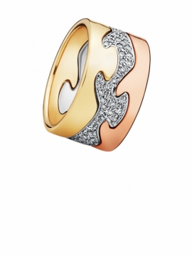 FUSION 3-piece ring 18 ct yellow gold, rose gold and white gold with brillant cut diamonds