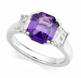 Purple Sapphire 2.95ct and Diamond Ring in Platinum