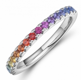 Slender Multi-Coloured Sapphire Half-Eternity Ring