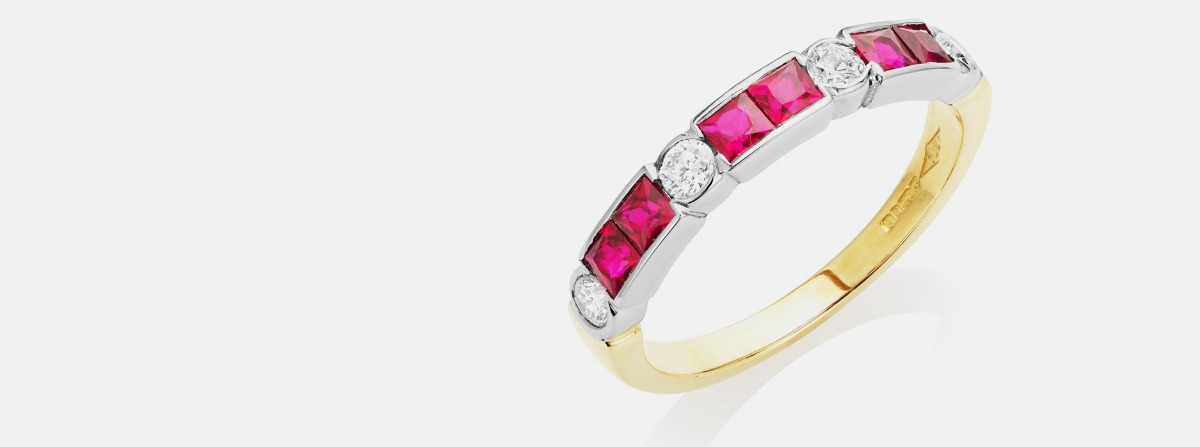 We love our Art Deco style rings with square cut Rubies and Sapphires, these rings are perfect examples.